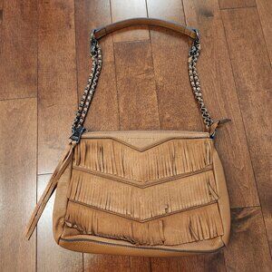 Aimee Kestenberg Kaiden brown leather crossbody shoulder bag in suede fringe